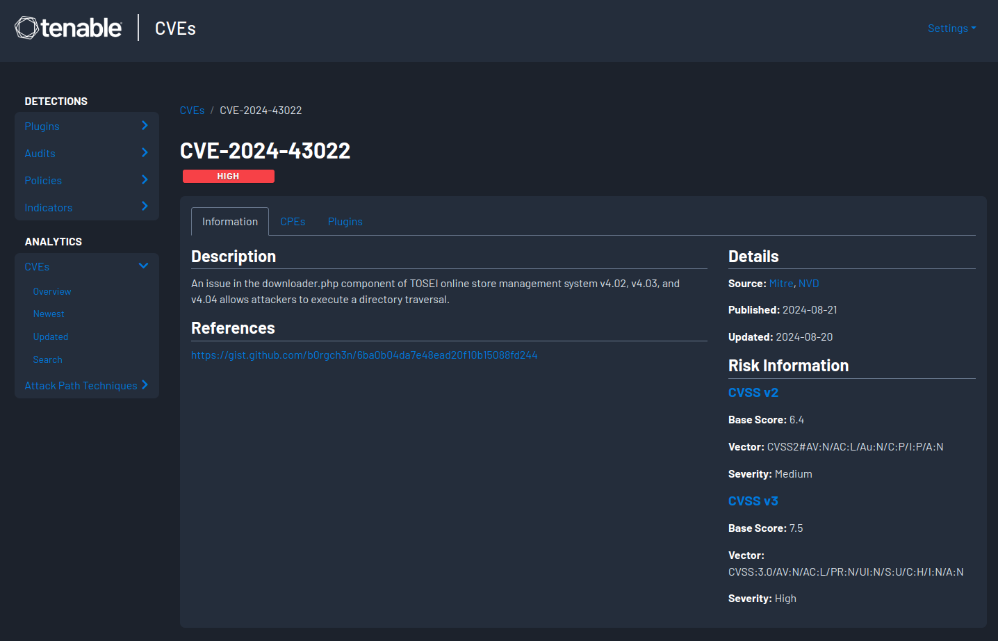 CVE-2024-43022 tenable report